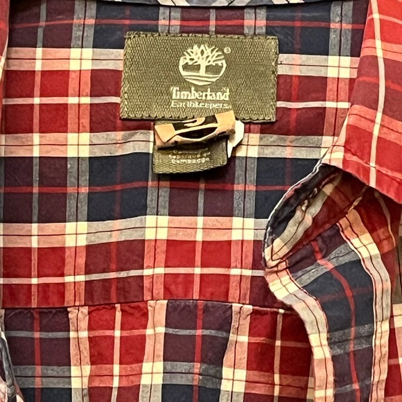 Timberland Men’s Plaid 2 Pocket Long Sleevee Oxford Shirt Regular Fit Size Large - Picture 2 of 8
